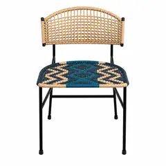 LJ HOME - Silla Tejida Mimbre Plástico Azul Noruega