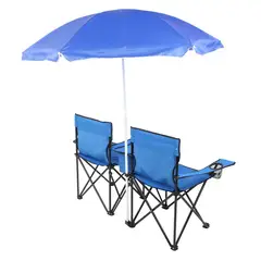 GENERICO - Set de Camping Plegable 2 Sillas Almacenaje Con Sombrilla