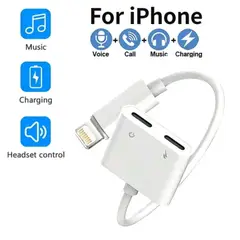 GENERICO - Adaptador Lightning 2 en 1 Carga y Audio para iPhone Compatible