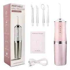GENERICO - Irrigador Bucal Portátil Louis Riel Acustico 3 Modos 130 Psi 4 Boquillas Usb Rosa