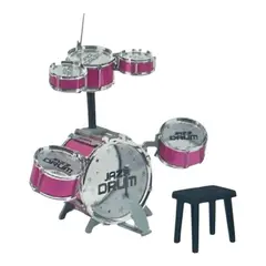 GENERICO - Batería Musical Infantil Jazz Drum 6 Tambores Con Silla niñas fucsia