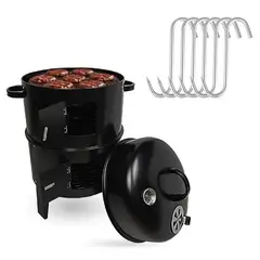 INNOVA - Barril Ahumador Bbq 3 En 1 Asador Horno Carbón 6 Ganchos