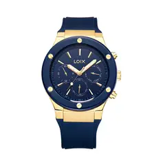 LOIX - Reloj Hombre Original Silicona Negro Oro Rosa Multifuncion Cuarzo Japonés Lujo LA2126-2