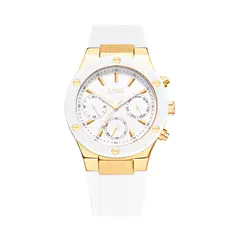 LOIX - Reloj Mujer Silicona Blanca Dorado Multifunción Lujo Original Resistente Agua LA1126-2
