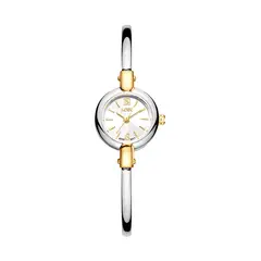LOIX - Reloj Mujer Original Acero Bicolor Plata Oro Aro Rigido Dial Blanco Elegante Japones LA1142-4