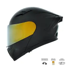 XECURO - Casco Abatible XR-217 DOT Xecuro-Pro Negro Brillo SP Negro-Brillo Visor Dorado S