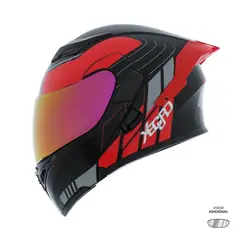 XECURO - Casco Abatible XR-920 DOT Kordy Rojo Brillo Visor Rojo XL