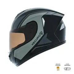 XECURO - Casco Integral XR-921 DOT Blaze Gris Brillo Visor Humo M