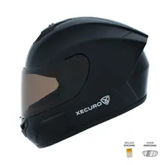 XECURO - Casco Integral XR-921 SET DOT Negro Brillo Visor Humo XL