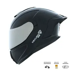 XECURO - Casco Integral XR-923 SET DOT Negro Brillo SP Negro-Brillo Visor Plateado XL