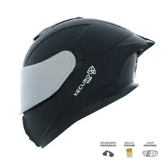 XECURO - Casco Integral XR-923 SET DOT Negro Mate SP Negro-Mate Visor Plateado M
