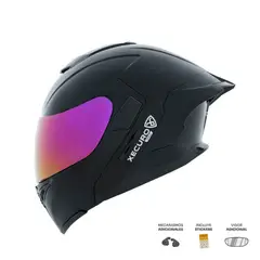 XECURO - Casco Abatible XR-925 SET DOT Negro Brillo SP Negro-Brillo Visor Plateado XL