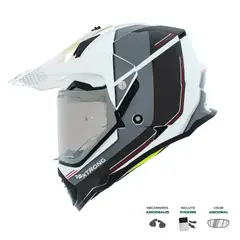 XTRONG - Casco Multipropósito XTR-902 ECE-2206 Misano II Blanco-Gris Brillo Visor Plateado L