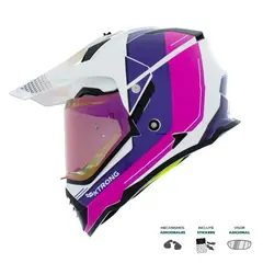 XTRONG - Casco Multipropósito XTR-902 ECE-2206 Misano II Blanco-Morado Brillo Visor Morado M