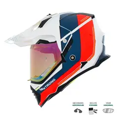 XTRONG - Casco Multipropósito XTR-902 ECE-2206 Misano II Blanco-Naranja Brillo Visor Rojo L