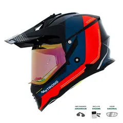 XTRONG - Casco Multipropósito XTR-902 ECE-2206 Misano II Negro-Naranja Brillo Visor Rojo M