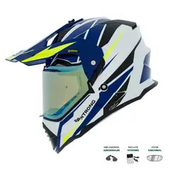 XTRONG - Casco Multipropósito XTR-902 Fly Blanco Azul Verde M