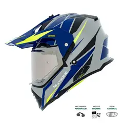 XTRONG - Casco Multipropósito XTR-902 Fly Gris Azul Verde L