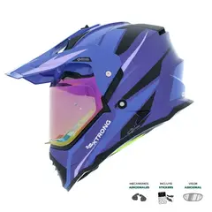 XTRONG - Casco Multipropósito XTR-902 Fly Negro Morado Brillo S