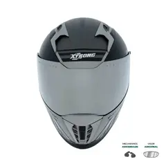 XTRONG - Casco Integral Doble Visor XTR-M69 SET ECE-2206 Glitch Gris Mate Visor Plateado XL