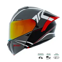 XTRONG - Casco Abatible XTR-PHANTOM ECE-2206 Flowing Gris Brillo XL (Sin Mecanismo Adicional)
