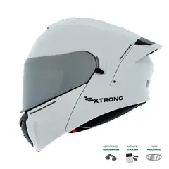 XTRONG - Casco Abatible XTR-PHANTOM ECE-2206 Storm Blanco Brillo Visor Plateado L