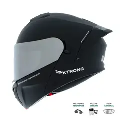 XTRONG - Casco Abatible XTR-PHANTOM ECE-2206 Storm Negro Mate Visor Plateado L