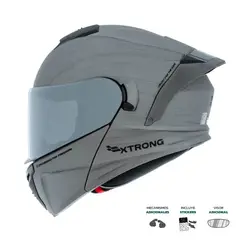 XTRONG - Casco Abatible XTR-PHANTOM ECE-2206 Xtrong-GP Storm Carbon Mate Visor Plateado XL