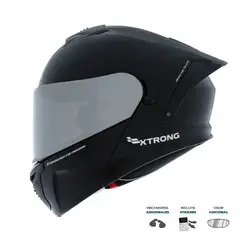 XTRONG - Casco Abatible XTR-PHANTOM SET ECE-2206 Storm Negro Brillo Visor Plateado M