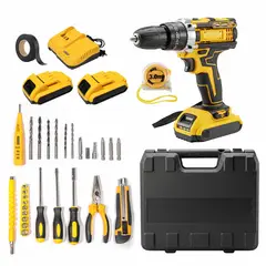 ENERGY PLUS - Kit de Taladro Inalámbrico Percutor y 2 Baterías + Estuche
