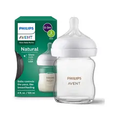 PHILIPS AVENT - Tetero Biberon Vidrio Avent 4 Onz Anticólico Natural Response