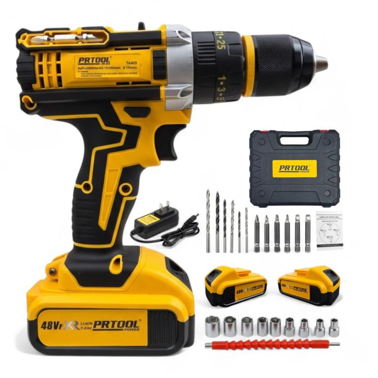 Taladro Percutor Inalámbrico 48v Atornillador 38 Prtool 2ah