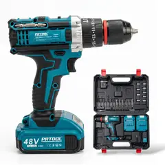 PROTOOL - Taladro Percutor Inalámbrico 48v Atornillador 38 Prtool 2ah