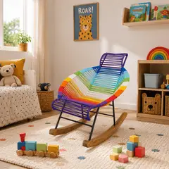 LJ HOME - Silla Mecedora Infantil Tejida Mimbre Plástico Multicolor