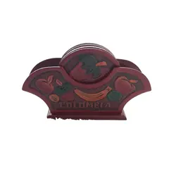 ARTESANAL - Juego de 6 Portavasos en Cuero Repujado