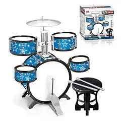 MARKET TOYS - Batería Infantil Jazz Drum 5 Tambores Con Platillo + Silla
