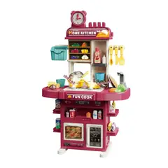 MARKET TOYS - Cocina Infantil Home Kitchen 42 Pcs Luz+ Sonido + Vapor+agua