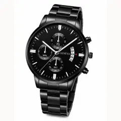 GENEVA - Reloj de Cuarzo Acero Inoxidable Reloj Luminoso - Negro