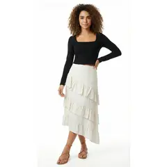 BELIFE - Falda tono crudo con boleros para mujer