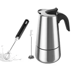 CHEF MASTER - Combo Cafetera Greca 9 Tazas y Batidor Espumador Eléctrico