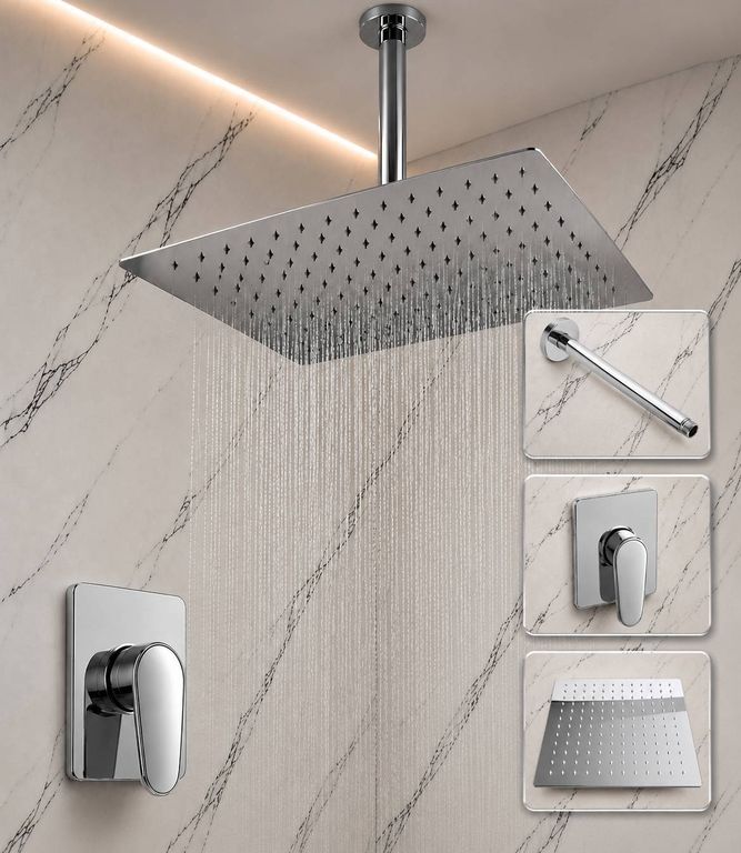 Kit Ducha Techo 30 Metálica Mezclador Europa Monocontrol
