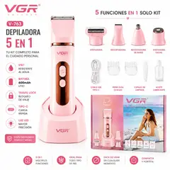 VGR - Depiladora V-763 5 en 1 Recargable Tipo C para Dama