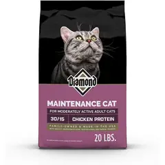 DIAMOND - Maintenance Cat 30/15 Alimento Seco para Gatos Adultos Pollo 20 lb (9.07 kg) Premium USA
