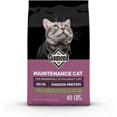 DIAMOND - Maintenance Cat 30/15 Alimento Seco para Gatos Adultos Pollo 40 lb (9.07 kg) Premium USA