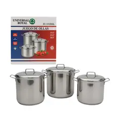 TECNOHOGAR JS - Juego De Ollas Bateria Cocina Olla Sopera Grandes 6pcs Acero