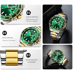 CURREN - Reloj 8388 Bicolor - Verde Diseño Elegante