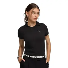 PUMA - Camisa Tipo Polo Originales Essentials Baby Negro Mujer