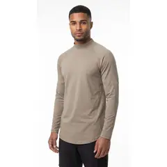 BELIFE - Camiseta deportiva taupe manga larga para hombre