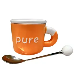 GENERICO - Taza Mug De Cerámica 350ml Con Cuchara Para Café Té Desayuno Apta Microondas y Lavavajillas