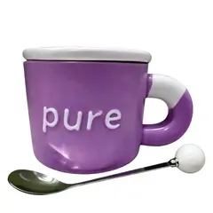 GENERICO - Taza Mug De Cerámica 350ml Con Cuchara Para Café Té Desayuno Apta Microondas y Lavavajillas